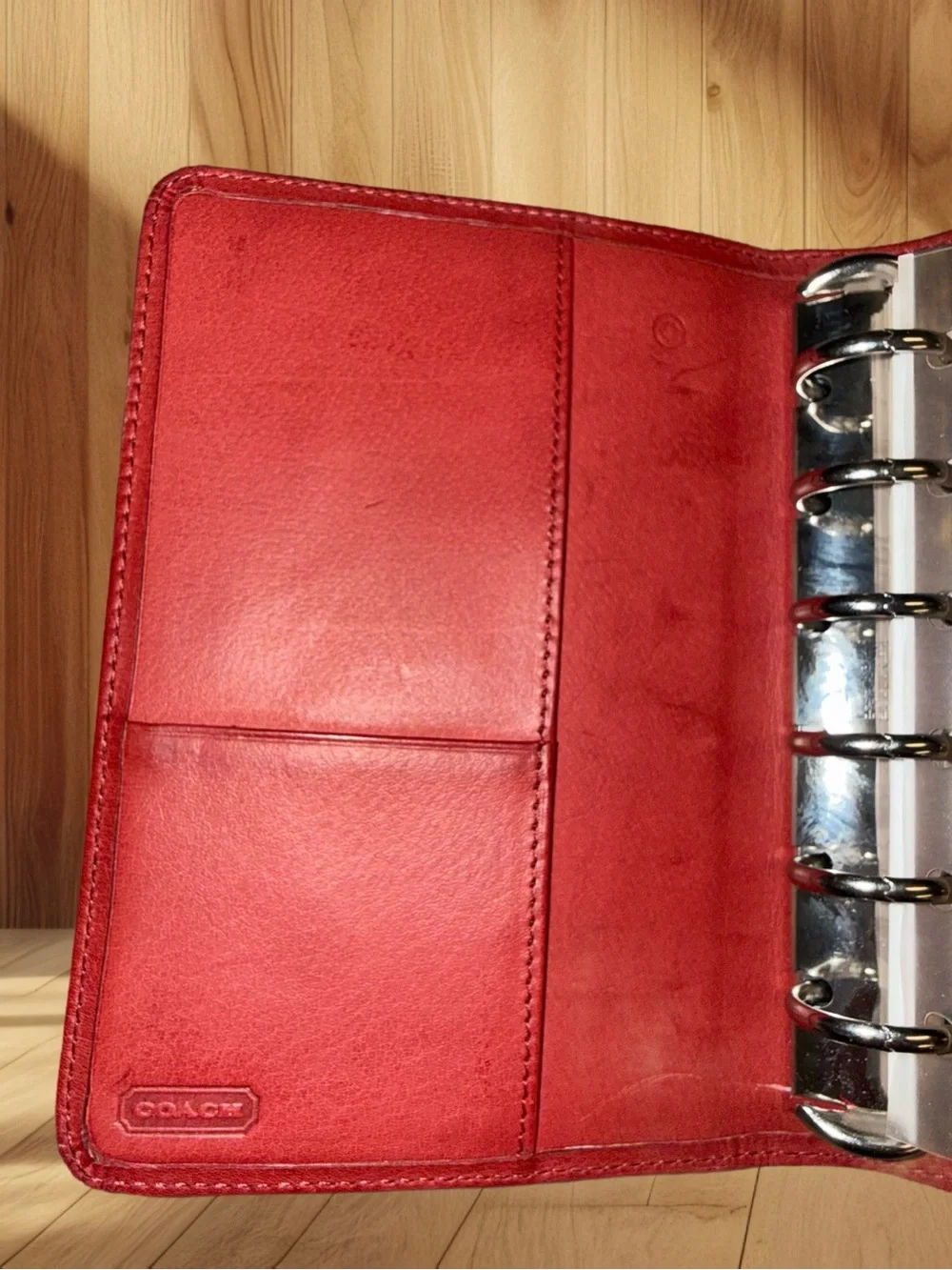 Coach Vintage Red Leather 6-Ring Agenda / Planner